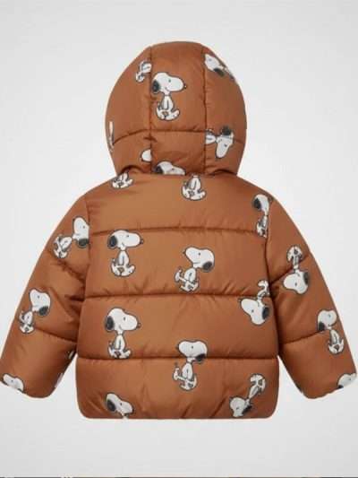 Snoopy 2026 Brown Hooded Puffer Jacket