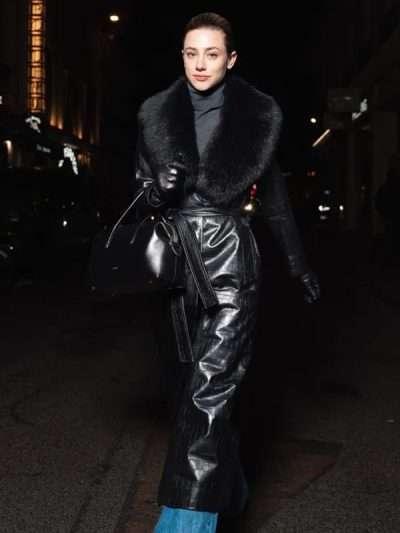 Street Style 2026 Lili Reinhart Black Fur Coat