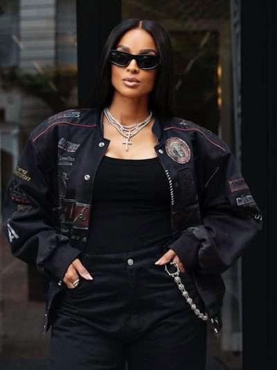 Super Bowl After Party 2026 Ciara Black Racing Bomber Jacket