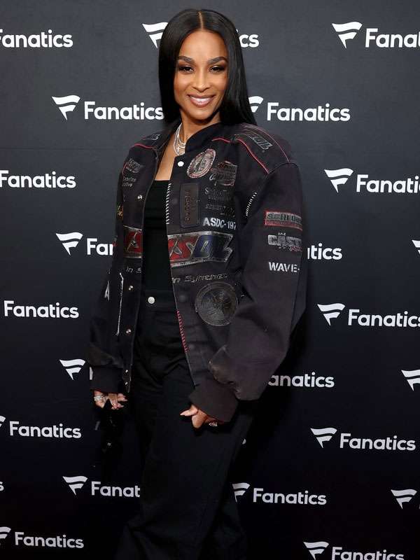 Super Bowl Party 2026 Ciara Black Racing Bomber Jacket