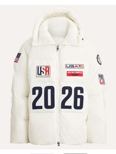 Olympics 2026 Team USA White Puffer Jacket