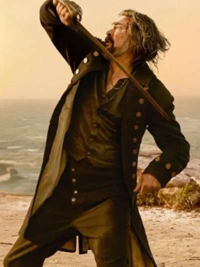 The Bluff 20296 Karl Urban Black Wool Coat