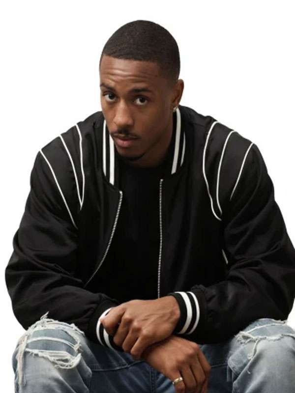 The Gates 2026 Keith Powers Black Satin Bomber Jacket
