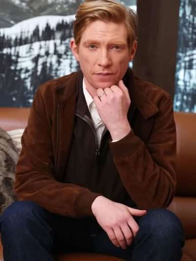 The Incomer 2026 Domhnall Gleeson Brown Suede Leather Jacket