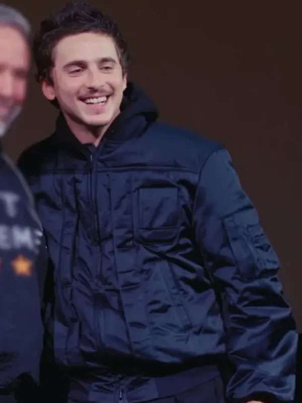 Timothée Chalamet Marty Supreme 2026 Blue Hooded Jacket