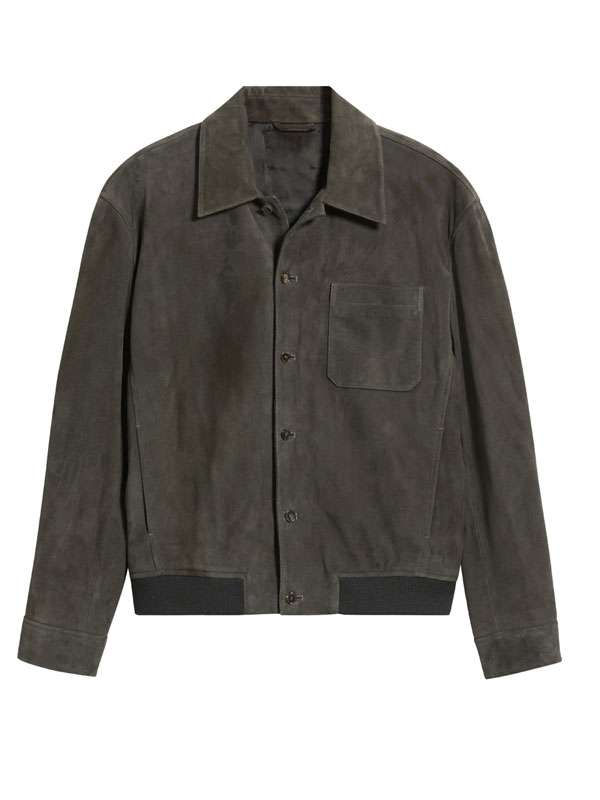 Tomohisa Yamashita Drops of God 2026 Grey Suede Bomber Jacket