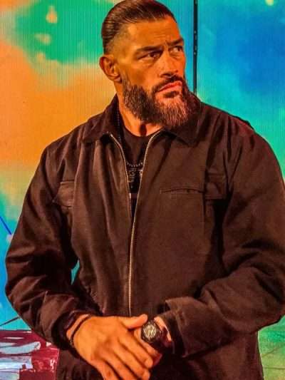 WWE RAW 2026 Wrestler Roman Reigns Zip-Up Black Cotton Jacket