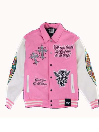 Women Pink Varsity Jacket