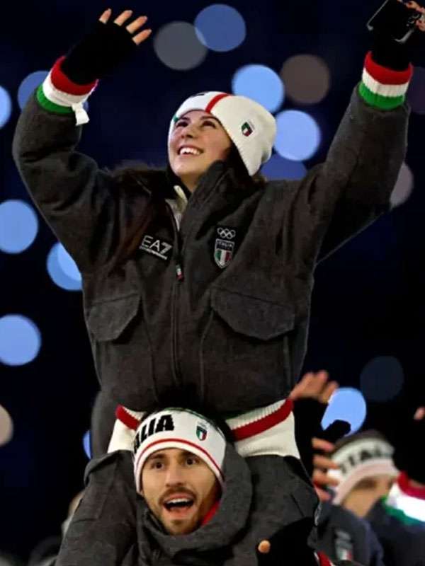 Winter Olympics 2026 Team Italy EA7 Grey Bomber Jacket