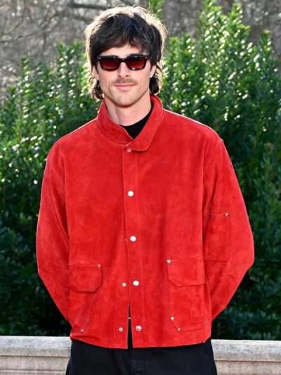 Jacob Elordi Red Suede Leather Jacket