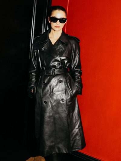 Fashion Week 2026 Marisa Abela Black Leather Coat