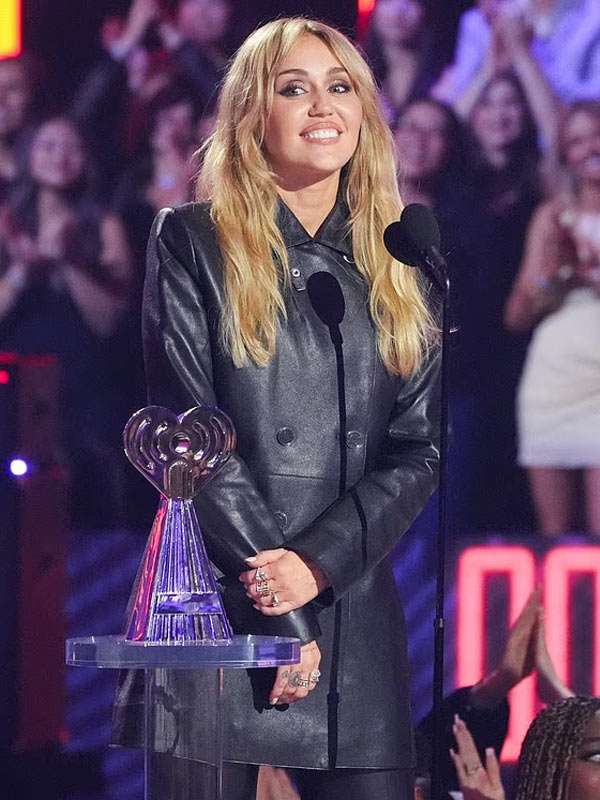 Miley Cyrus iHeartRadio Music Awards Leather Coat