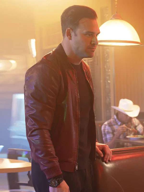 9-1-1 S09 Eddie Diaz Brown Bomber Leather Jacket
