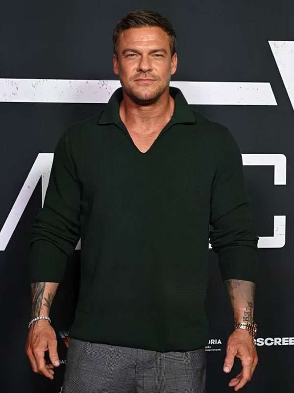 Alan Ritchson War Machine Australian Premiere Green Sweatshirt