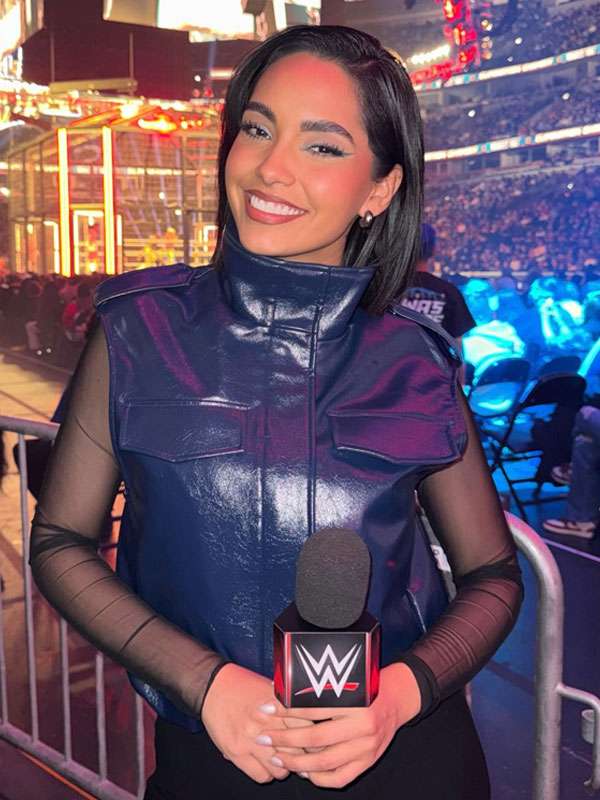 WWE 2026 Andrea Bazarte Blue Leather Vest