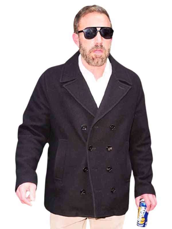 American Actor Ben Affleck New York 2026 Black Wool Peacoat