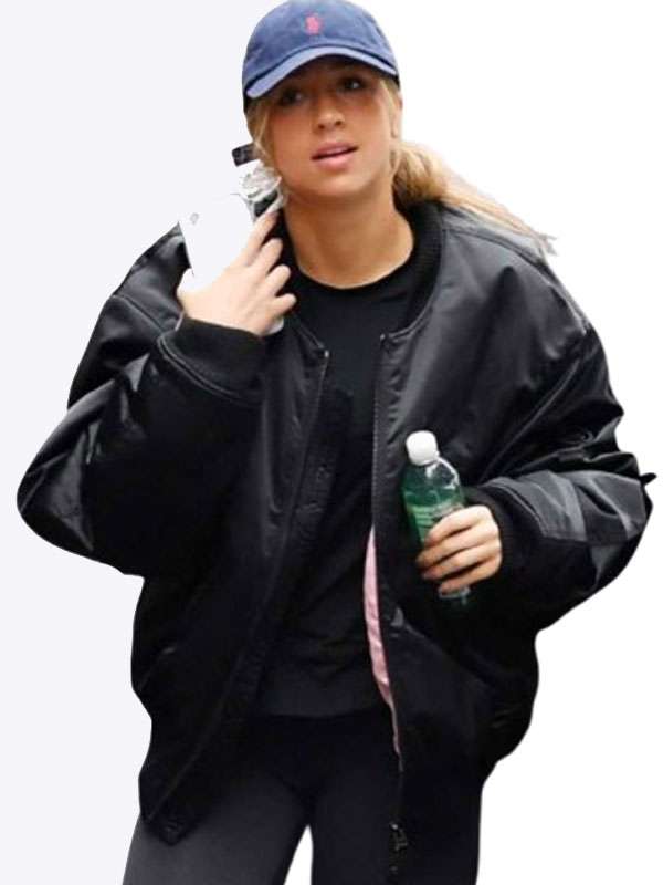 Canadian Singer Tate McRae 2026 Black Bomber Jacket