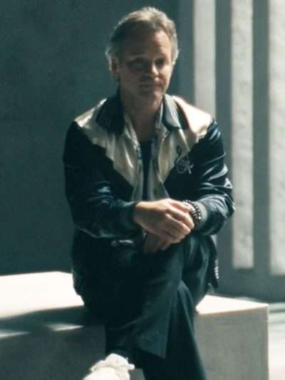 DTF St Louis 2026 Peter Sarsgaard Black and White Satin Bomber Jacket