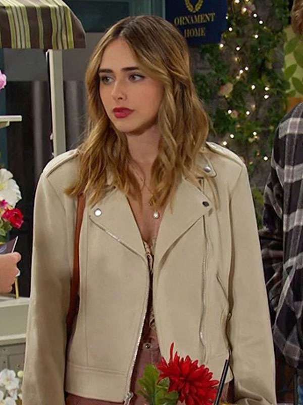 Days of Our Lives Ashley Puzemis Biker Suede Leather Jacket