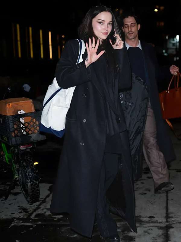 Dove Cameron Black Wool Coat