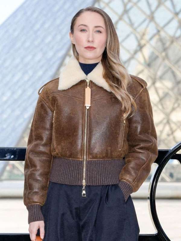 Erin Doherty PFW 2026 Shearling Brown Jacket