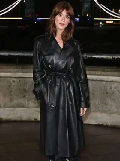 2026 Daisy Edgar-Jones Black Leather Trench Coat