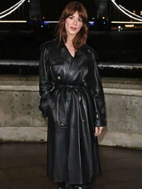 2026 Daisy Edgar-Jones Black Leather Trench Coat