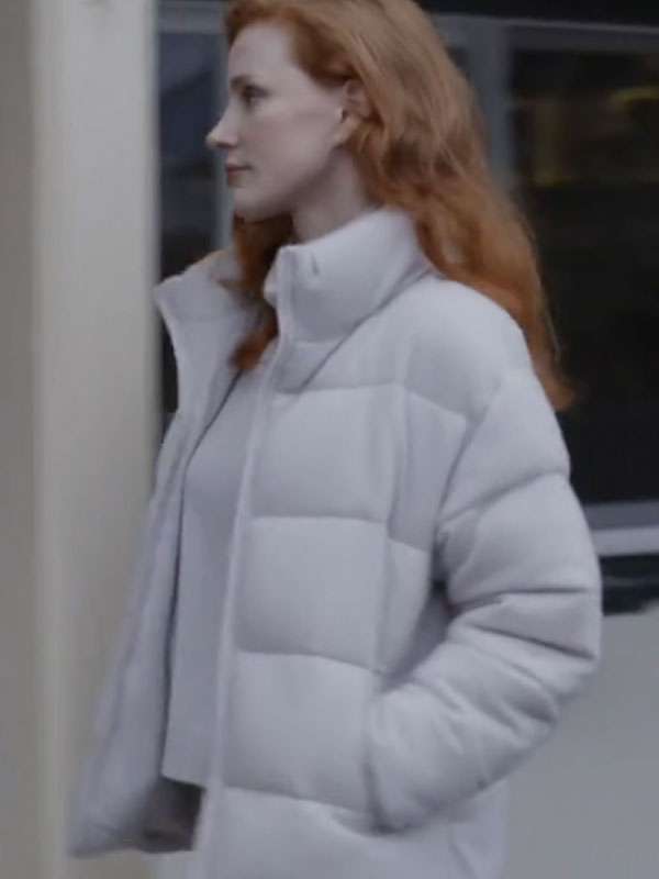 Jessica Chastain Movie Dreams 2026 Grey Puffer Jacket
