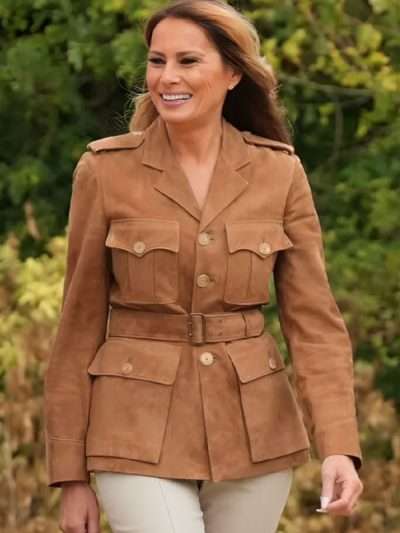 Melania Trump Brown Suede Leather Jacket