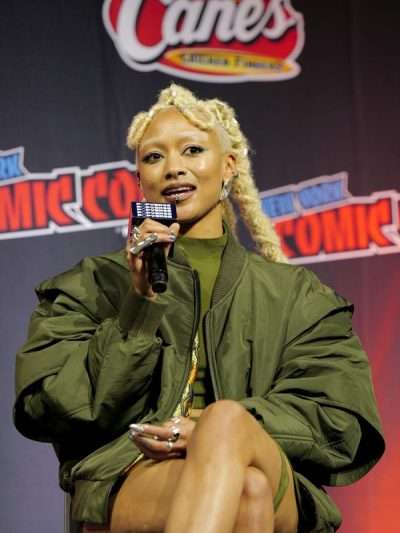Mortal Kombat 2 Tati Gabrielle Green Satin Bomber Jacket