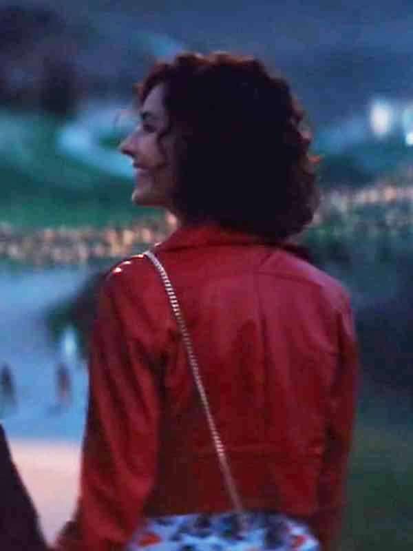 Solo Mio 2026 Nicole Grimaudo Red Cropped Leather Jacket