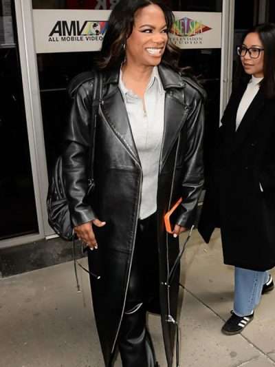 2026 Kandi Burruss Black Leather Coat