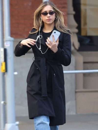 2026 Tate McRae Black Belted Trench Coat