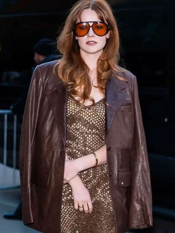 Izzy Meikle-Small Outlander Season 8 Brown Leather Blazer