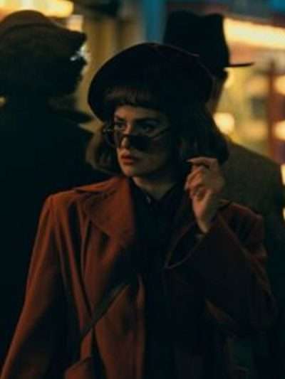 Penélope Cruz The Bride! Red Wool Coat