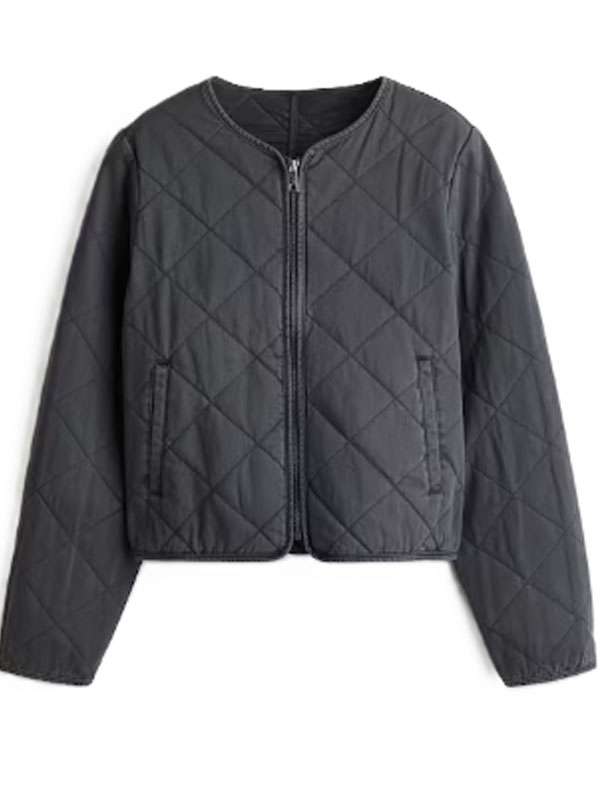 Sherry Cola Wild Vacation Rentals Grey Quilted Jacket