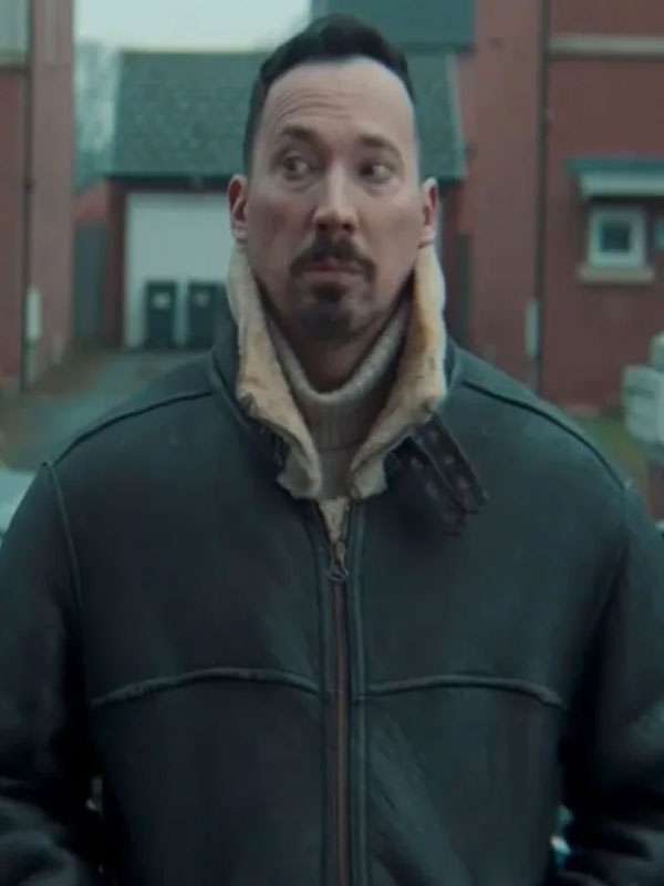 Silent Witness 2026 David Caves Black Shearling Jacket