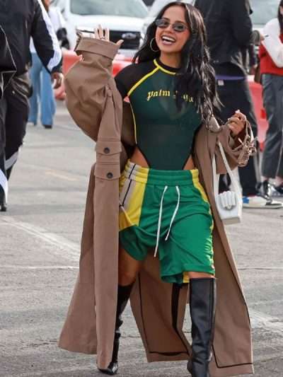 Becky G Super Bowl 2026 Brown Cotton Coat