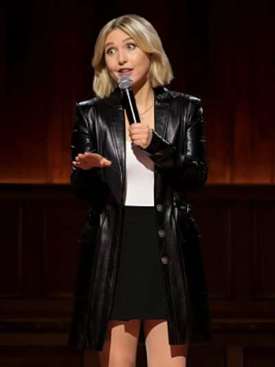 2026 Taylor Tomlinson Black Leather Coat