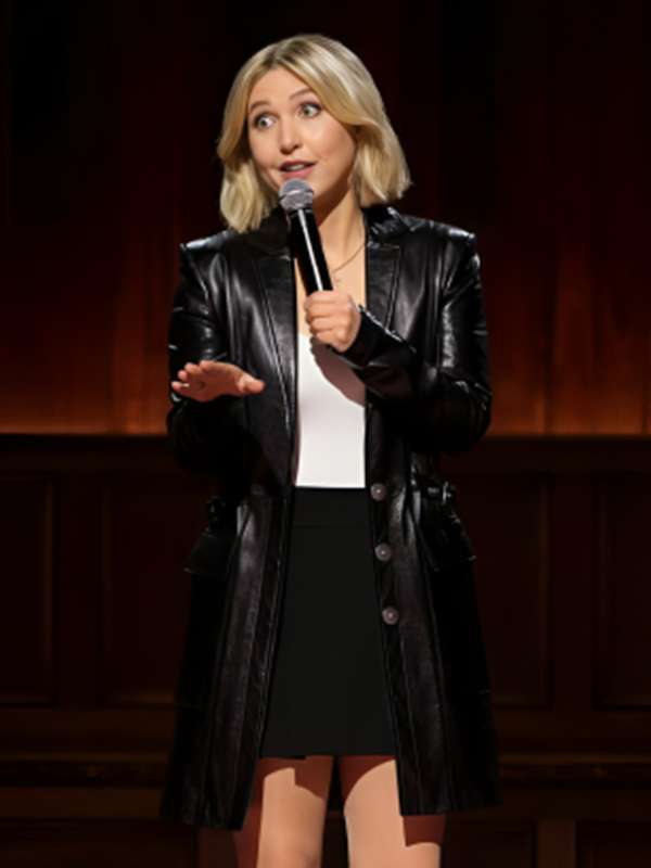 2026 Taylor Tomlinson Black Leather Coat