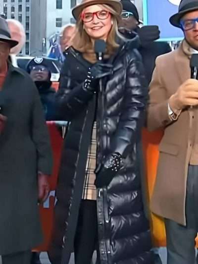 Savannah Guthrie Black Long Down Coat