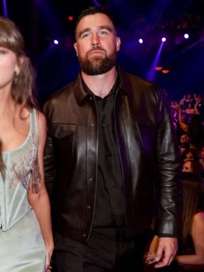 Music Awards 2026 Travis Kelce Brown Leather Jacket