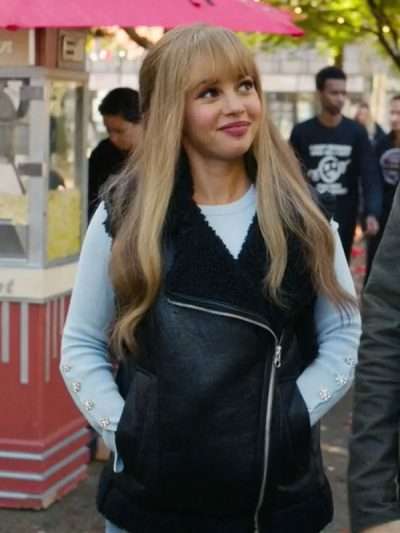 Wild Cards S03 Max Mitchell Black Shearling Leather Vest
