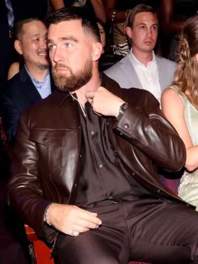 Travis Kelce iHeartRadio Music Awards Leather Jacket