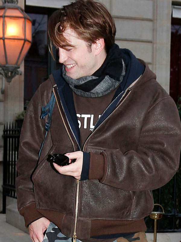 PFW Robert Pattinson Brown Leather Jacket