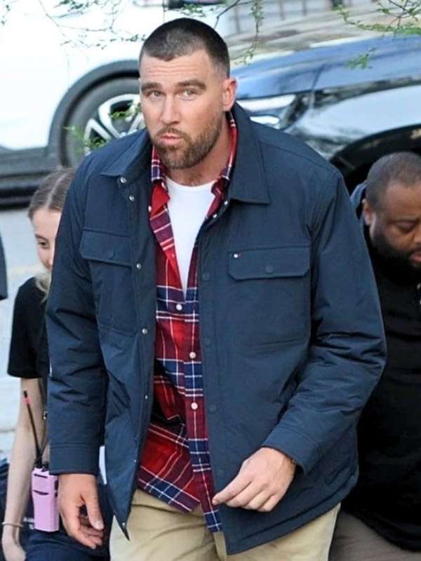 Travis Kelce Central Park New York City Blue Jacket