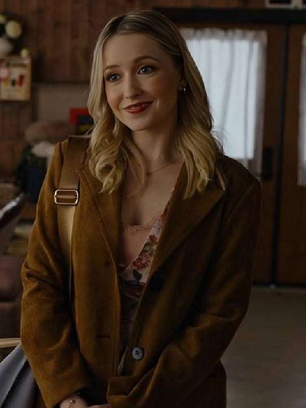 A Season to Blossom 2026 Emily Tennant Brown Leather Coat