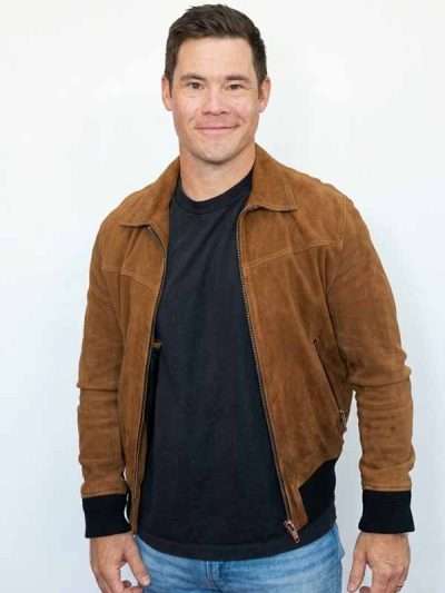 Super Bowl Party 2026 Adam Devine Brown Suede Leather Jacket