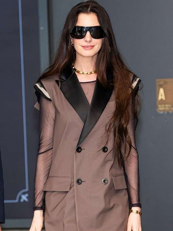 Anne Hathaway The Devil Wears Prada 2 Premiere Long Vest Coat