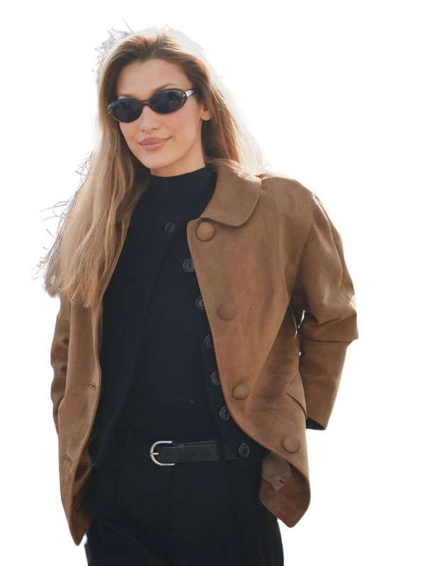 Bella Hadid Brown Suede Jacket